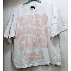 G WEST DEEP MINDS CLUB OVERSIZED GWEST NETWORK WHITE PEACH TEE XXL NOTES EUC!